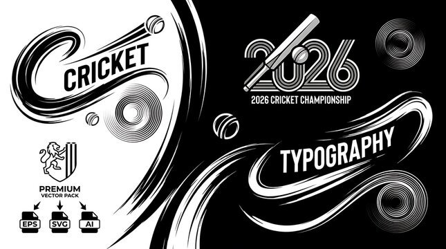 Cricket typography design with 2026 championship logo And, Cricket 2026, Cricket 2027, ICC Cricket 2027, ICC T20 World Cup, IPL 2026, Asia Cup	
