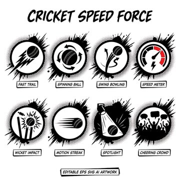 Cricket speed force icons set And, Cricket 2026, Cricket 2027, ICC Cricket 2027, ICC T20 World Cup, IPL 2026, Asia Cup	