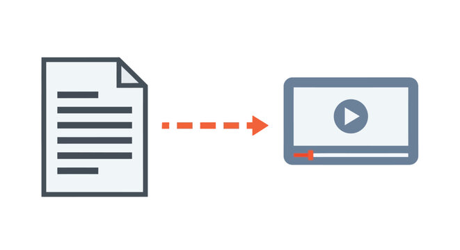 Document to video conversion icon flat two color style