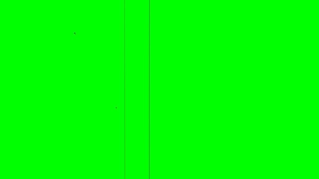 Animated vintage retro cinema flicker damage overlay with scratches dust and hairs on green screen chroma key background