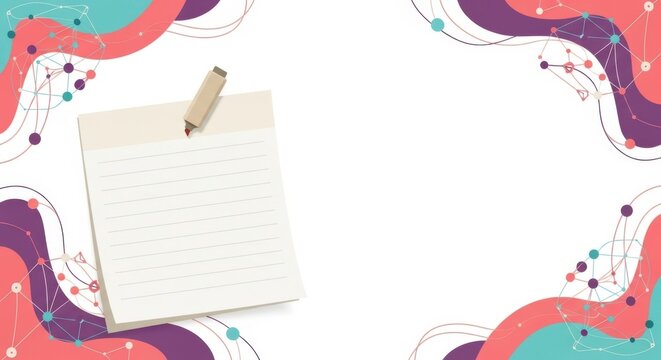 Abstract background with a notepad and marker isolated on white background