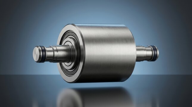 Precision engineered industrial chain roller 3D render, conveyor chain support cylinder, load bearing rotating component for chain drive systems and machinery
