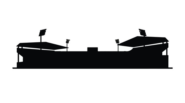 Horizontal silhouette of a sailboat with flags on a calm sea, nautical transportation illustration for travel and maritime concepts