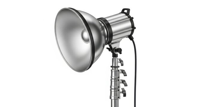 Professional studio strobe flash light with reflector on a light stand