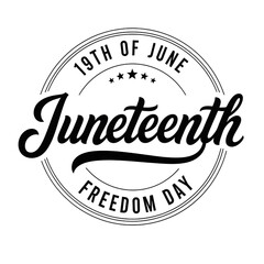 Obraz premium Juneteenth freedom day emblem with 19th of june date