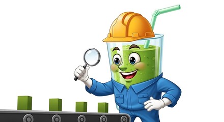 Fototapeta premium Happy construction worker holding blueprint and hard hat.