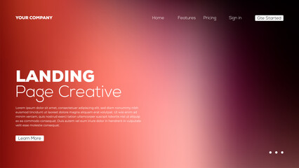 Fototapeta premium Landing page creative web design, website template with vibrant abstract gradient mesh background and modern typography.