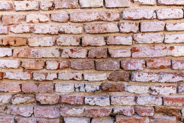 Obraz premium Textured Weathered Red Brick Wall Background Close Up