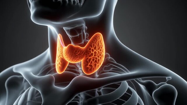 Anatomical 3D Rendering of the Human Thyroid Gland in the Neck.