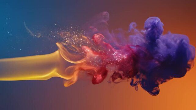 Colorful ink cloud on gradient background