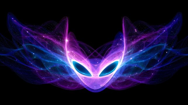 Glowing alien head with vibrant cosmic energy