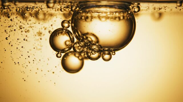Bubbles in golden liquid