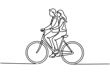 Fototapeta premium silhouette of a girl riding a bicycle