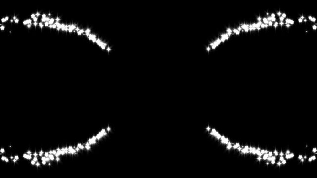 Twinkling glitter line stars animation, stars trail overlay on black screen. doodle glitter trail, fairy sparkle line burst,magic stardust, pixie dust path,4k video