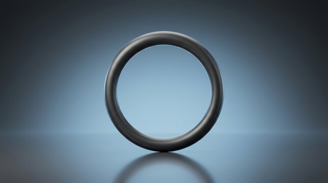 Industrial O Ring Seal 3D Render, Precision Elastomer Sealing Ring, Hydraulic Rubber Seal Component, Pneumatic Compression O-Ring, Circular Gasket Seal