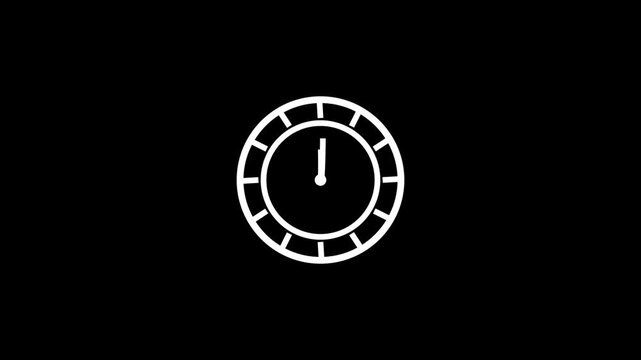 Wall Clock icon on black background,with 4k video animation.