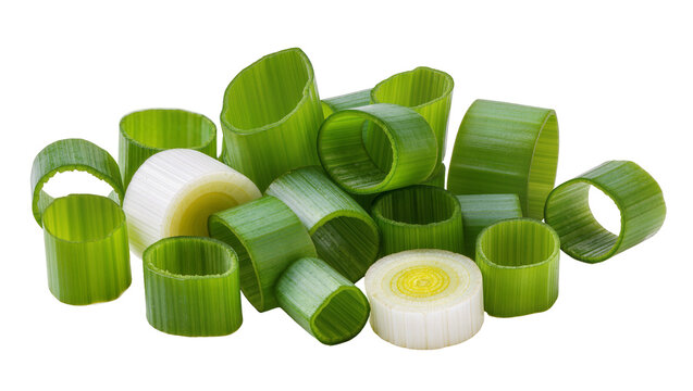 Chopped green onions and leek slices