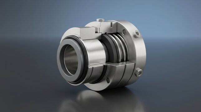 Industrial Mechanical Seal 3D Render, Precision Pump Seal Assembly, Dynamic Shaft Seal Component, High Pressure Rotary Seal System, Pump Seal Face Assembly