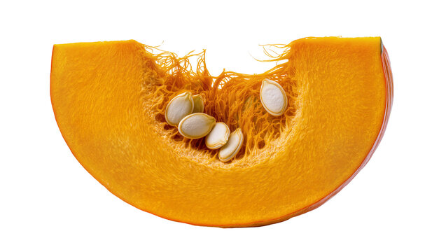 Pumpkin slice with seeds and stringy pulp