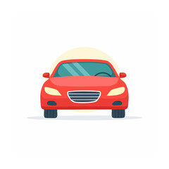 Fototapeta premium Flat design illustration of a red car front view