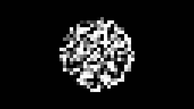 Pixelated Black and White Circle Mosaic Censorship Effect Isolated On Black Background 10 Seconds Seamless Loop 4K Video