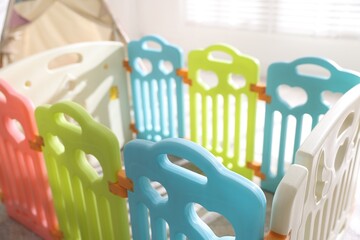 Beautiful playpen and wigwam in child's room, closeup © New Africa