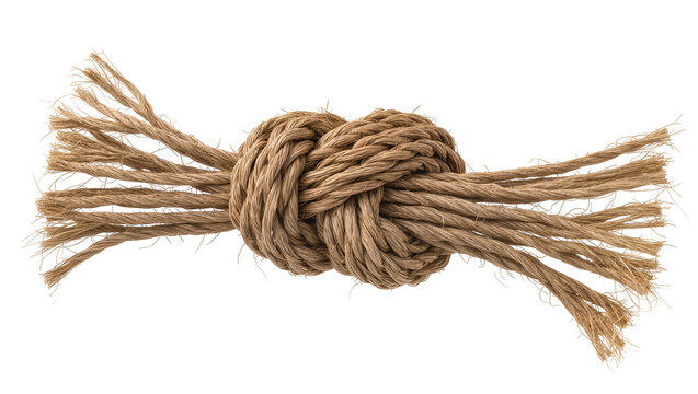 Thick brown jute rope tied in a knot