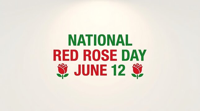 National red rose day graphic with date june 12th floral holiday celebration design