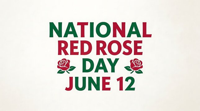 National red rose day graphic with date june 12th for social media or promotional use