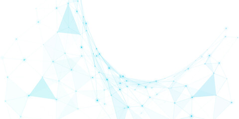 Abstract geometric background with connecting dots and lines with low poly triangle shapes. Polygonal Mesh Background Vector design digital technology concept Global network connection data structure. © Kainat 