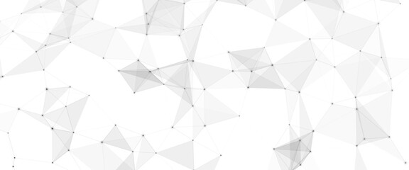 Abstract geometric background with connecting dots and lines with low poly triangle shapes. Polygonal Mesh Background Vector design digital technology concept Global network connection data structure. © Kainat 