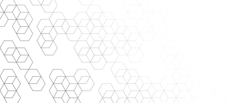 grey technology hexagonal abstract shadows background. Abstract grey stoke hexagon digital technology background. Vector abstract graphic design banner pattern presentation background web template.	