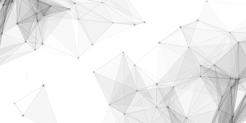 Abstract geometric background with connecting dots and lines with low poly triangle shapes. Polygonal Mesh Background Vector design digital technology concept Global network connection data structure. © Kainat 