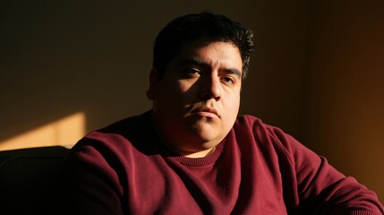 Obraz premium Middle Manager Burnout Young Mexican Plus Size Man Stressed