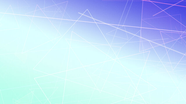 Abstract futuristic network of translucent triangles and lines in bright cyan and blue, creating a clean tech look with soft glow and open copy space.