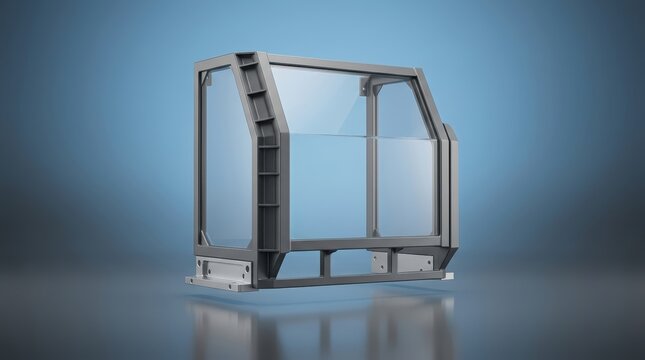 Industrial Machine Guard 3D Render, Precision Safety Barrier System, Protective Equipment Shield, Hazard Protection Enclosure, Industrial Safety Frame