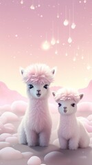 Naklejka premium Cute baby llamas animal mammal toy.