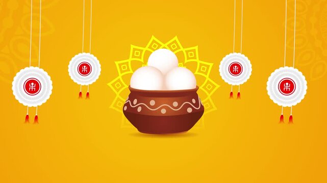 Traditional Bengali Festival Animation Featuring Sweet Pot And Chand Mala Decoration
