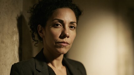 Fototapeta premium Middle Manager Burnout Aged Brazilian Woman Exhausted