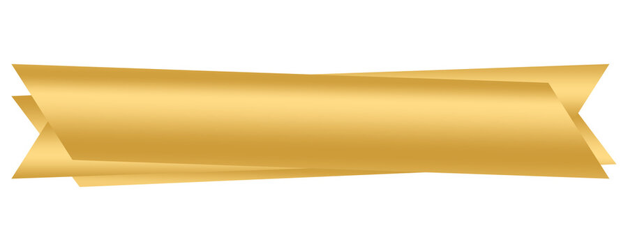 luxury ribbon text box blank gold element, golden ribbon element design template transparent png file