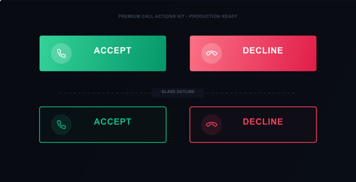 Accept and decline call buttons in green
