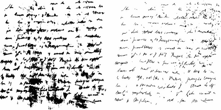 Handwritten notes and ink splatters black and white grunge texture