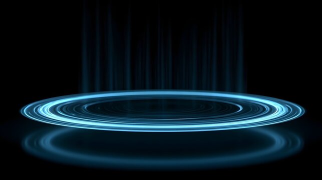 An abstract representation of a digital hologram radiating soft ambient light in a dark setting