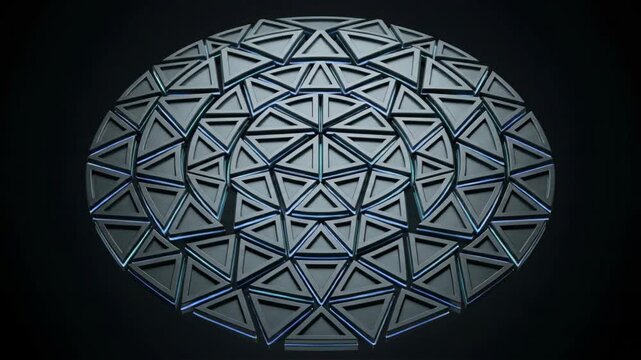 Geometric Abstract Sphere with Triangular Metal Panels