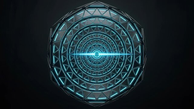 Geometric Neon Mandala with Concentric Triangular Rings