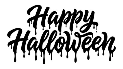Happy Halloween dripping calligraphy vector lettering for spooky holiday greeting card and party invitation design © Sahabat