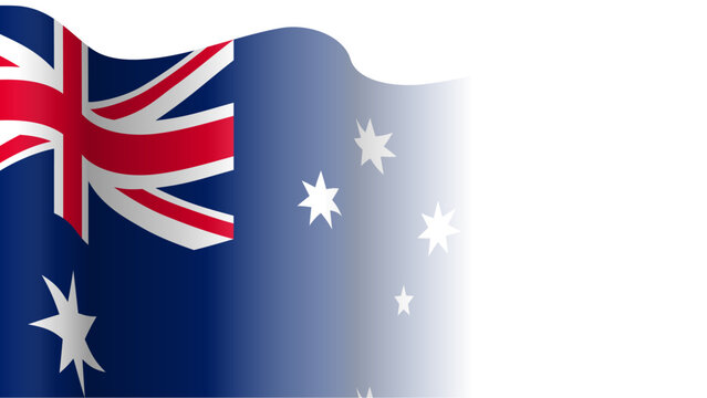 Vector waving Flag of the Commonwealth of Australia. Waving Australia flag with empty, blank, copy space on transparent background. Design element for presentation, banner, web. Place for text