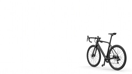 Obraz premium Modern black racing bicycle with sleek design, expertly crafted for speed and performance on paved roads