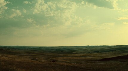 Fototapeta premium Vast windswept prairie grass swaying gently under a cloudy sky