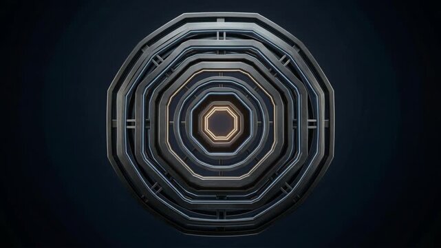 Geometric Abstract Circular Metal Pattern on Dark Background